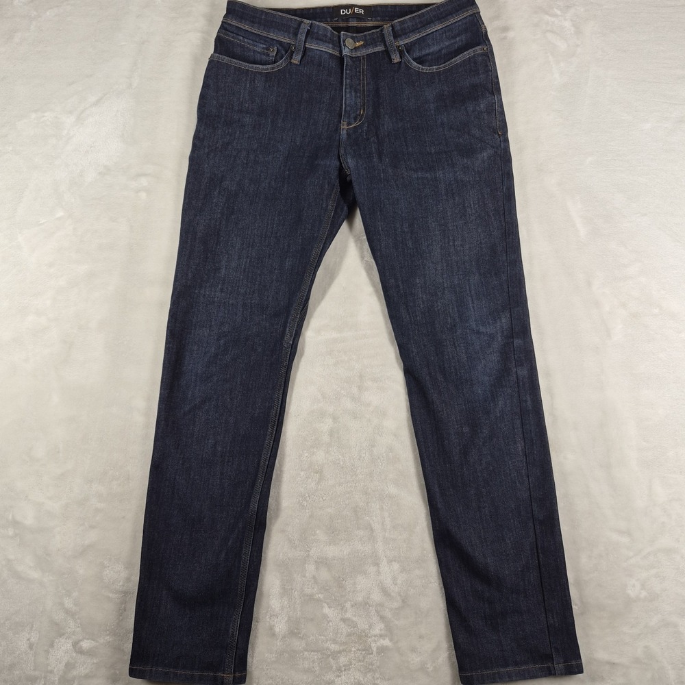 DU/ER L2X Slim Fit Jeans Men's 34x32 Blue Denim Lined Weatherproof Performance